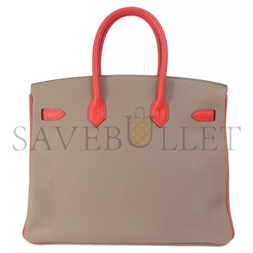 H**mes birkin 30 epsom pewter grey lipstick pink gold buckle h028369ck42 (30*23*15cm)